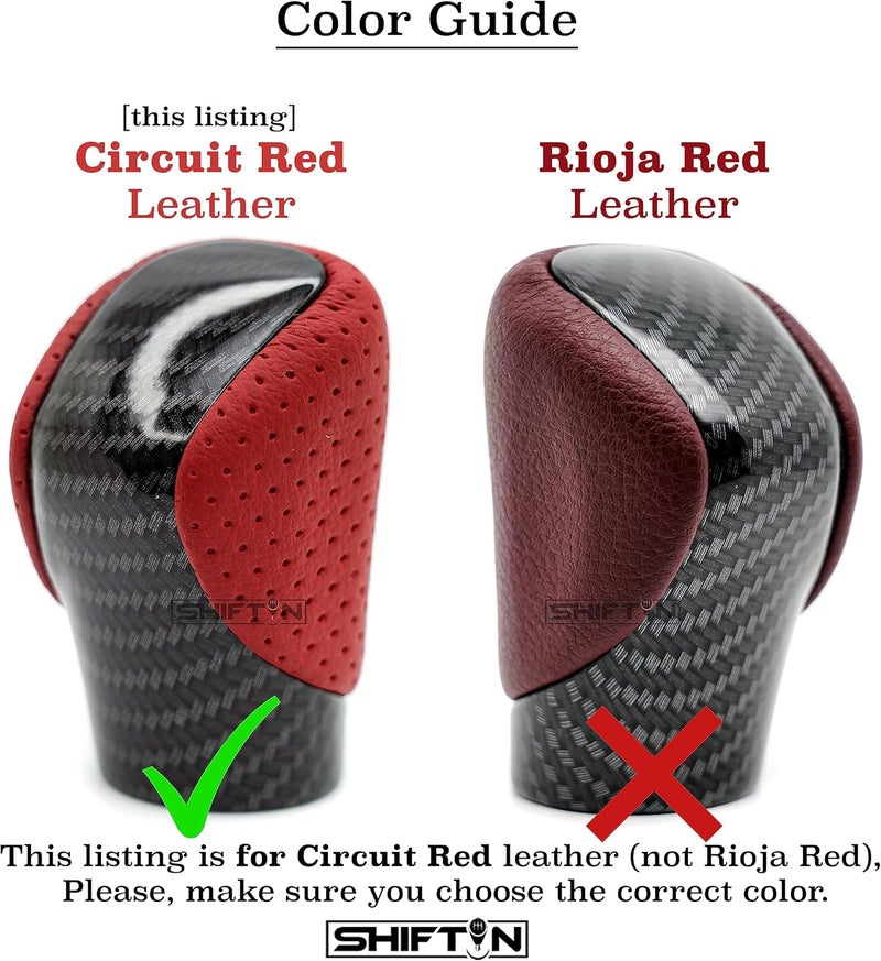 SHIFTIN Gear Shift Knob Shifter for Lexus ES GS GX is NX RC RX 200t 300 350 3450h 450hL 350L (Circuit Red Leather/Carbon Fiber Pattern) - Image 4